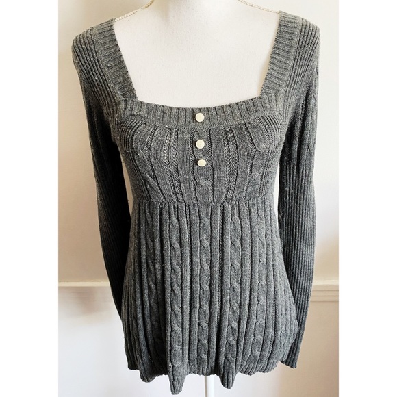 Mossimo Grey Knit Babydoll Sweater 